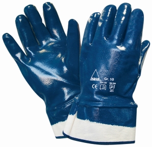 NITRIL-Schutzhandschuh blau
BLUE-HEAVY vollbeschichtet 
mit Sicherheitsstulpe - EN 388
PSA-Kat. II - mittlere Risiken - Detail 1