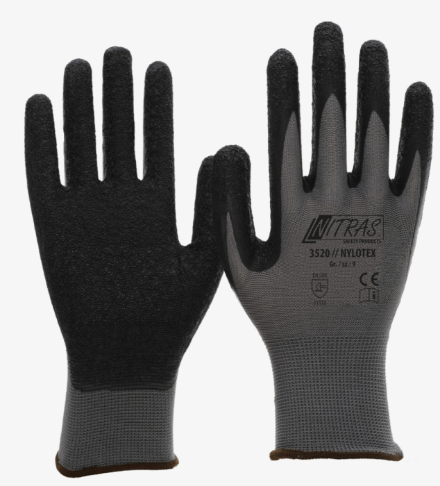 NYLOTEX-Strickhandschuh mit 
Latex-Beschichtung grau/schwarz* 
EN 420/EN 388 - PSA-Kat. II - Detail 1