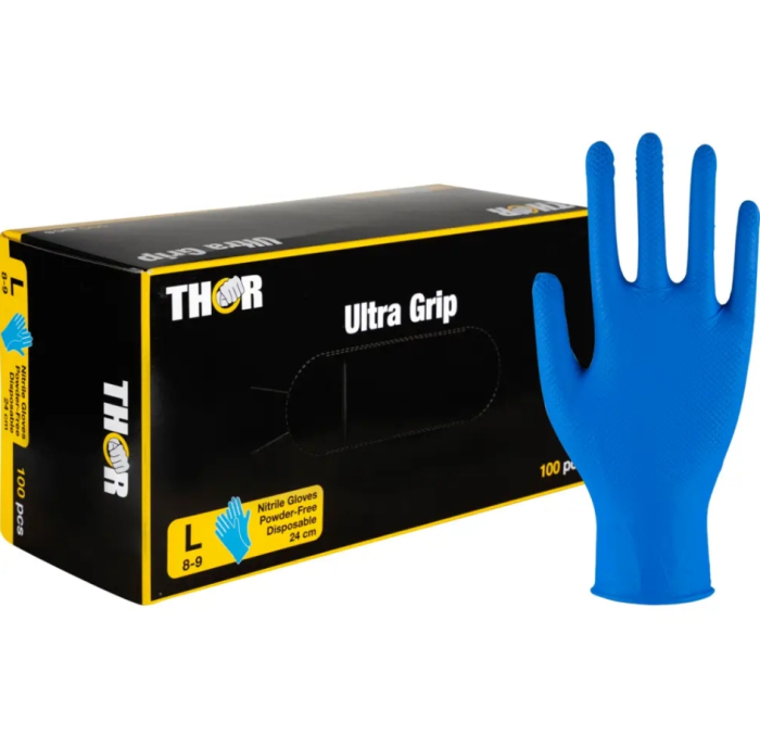 THOR Nitril-Einweghandschuh 
UltraGrip* 240 mm - blau
100-Stück-Box  -  EN 374 - Detail 1