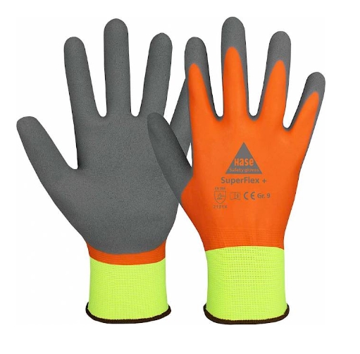 LATEX-Montageschutzhandschuh 
SUPERFLEX+ EN 21420/ EN 388
neon-gelb/orange/grau - Detail 1