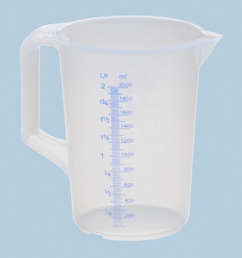 Meßkanne 2000 ml transparent
mit blau geprägter Skala - Detail 1