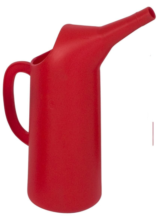 PP-Meßkanne 3000 ml rot
mit Trichterhaube
u. geprägter Skala - Detail 1