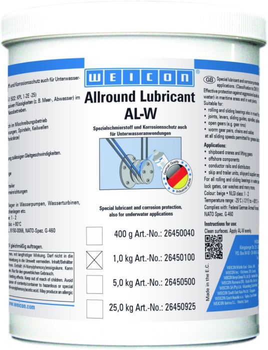 Seewasser-/Wälzlagerfett
AL-W 1000/1-kg-Dose*
Universalschmierstoff - Detail 1