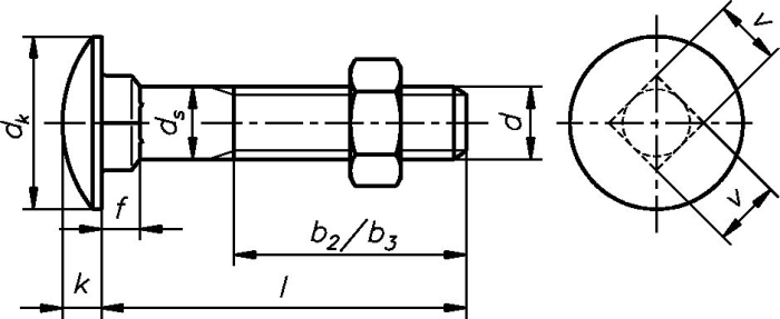 DIN 603 4.6 vz. M  6 x 30 mm
Schlossschraube mit Mutter - Detail 1