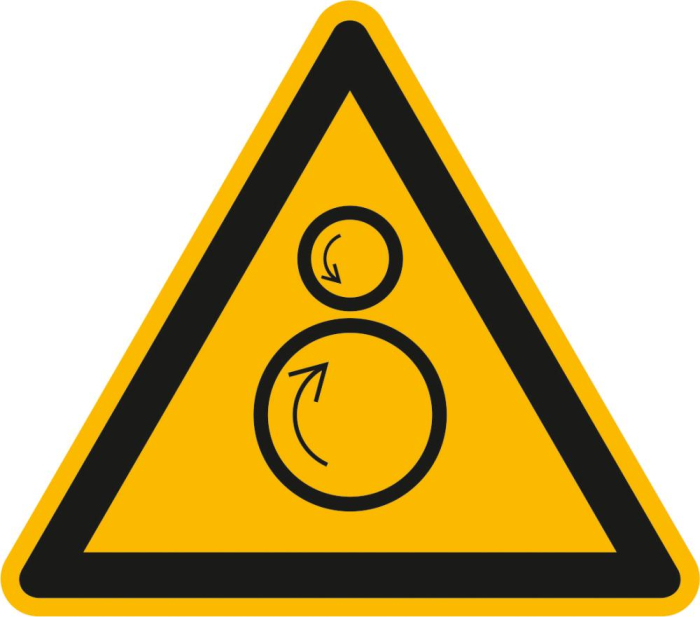 Warnschild Aluminium
SL 100 mm Warnung vor
gegenläufigen Rollen - Detail 1