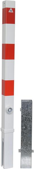 Absperrpfosten rot/weiß
H1300xB70xT70 mm
mit Dreikantverschluss - Detail 1