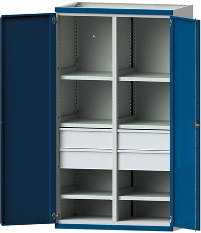 Schwerlastschrank
B1085xT630xH1950mm
RAL7035/5010 m.Mittelwand - Detail 1