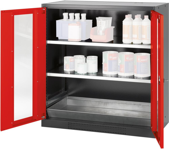 Chemikalienschrank rot
1105 x 1055 x 520 Glas - Detail 1