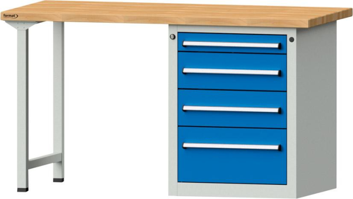 Format Kombi-Werkbank
B1500xT700xH840mm
RAL 7035/5012 BMP: 40 mm - Detail 1