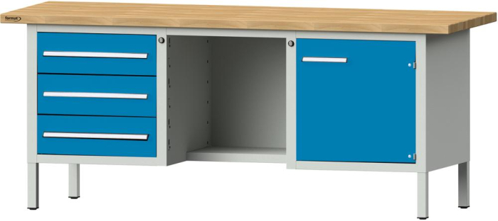 Format Kastenwerkbank
B2000xT700xH840mm
RAL 7035/5012 BMP: 40 mm - Detail 1