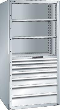 Schubladenregal
B1117xT706xH2200 mm
Grundfeld RAL 7035/5012 - Detail 1