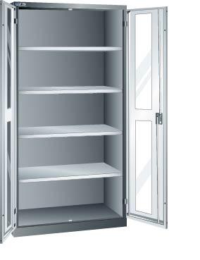 Flügeltürenschrank
B1000xT580xH1950mm
RAL 5012,Sichtfenstertür - Detail 1