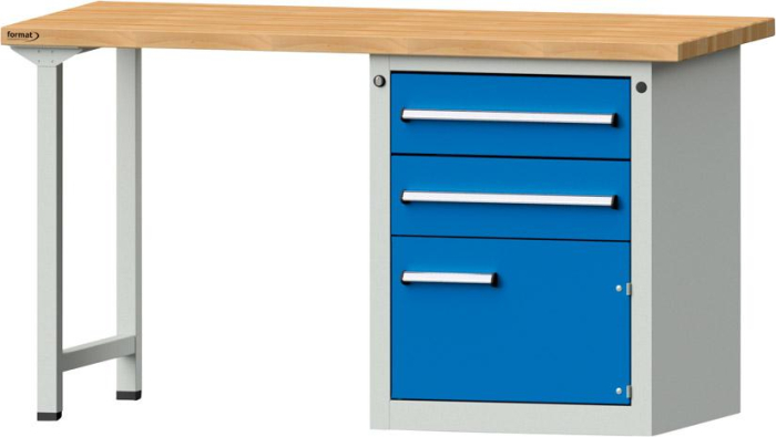 Format Kombi-Werkbank
B1500xT700xH840mm
RAL 7035/5012 BMP: 40 mm - Detail 1