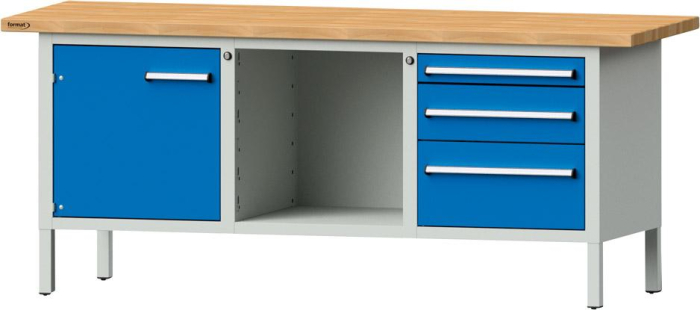 Format Kastenwerkbank
B2000xT700xH840mm
RAL 7035/5012 BMP: 40 mm - Detail 1