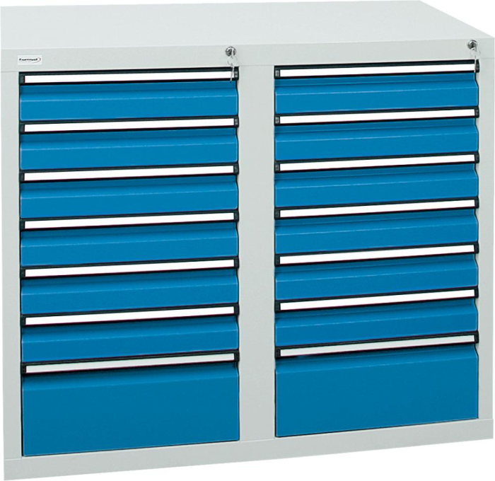 Format Schubladenschrank
B500xT1000xH900mm
RAL 7035/5012 - Detail 1