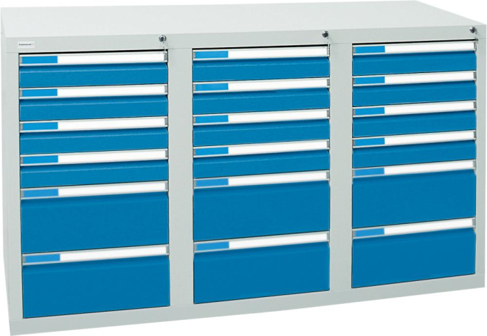 Format Schubladenschrank
B500xT1500xH900mm
RAL 7035/5012 - Detail 1
