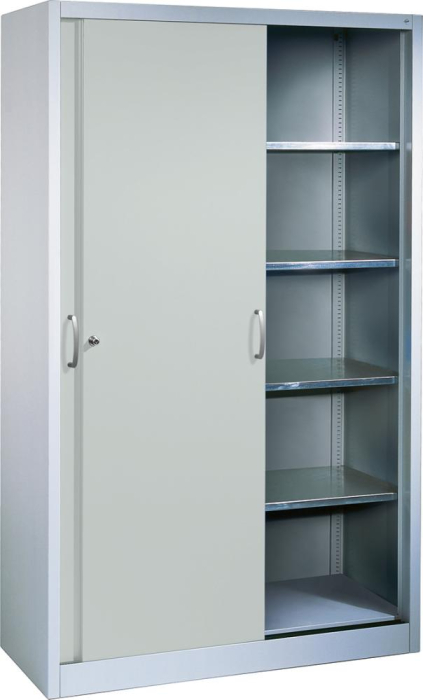 Schiebetürenschrank
B1600xT600xH1950 mm
RAL 7035, 8 Fachböden - Detail 1