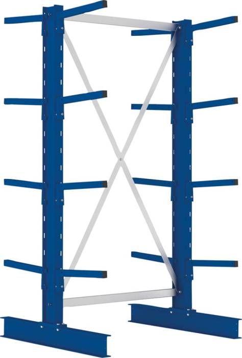 Kragarmregal L Grundfeld
B1000xT2x600xH2500 mm
doppelseitig RAL 5010 - Detail 1