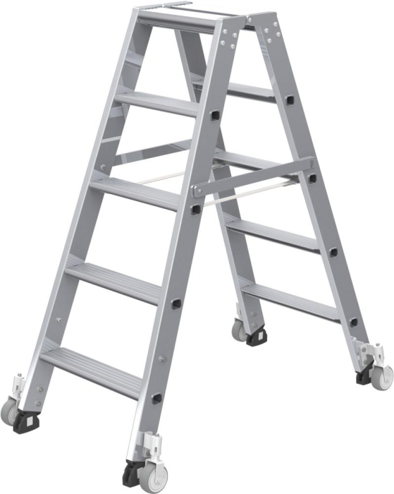 Alu-Stehleiter
2x5 Stufen, rollbar
Gesamthöhe 1,14 m - Detail 1