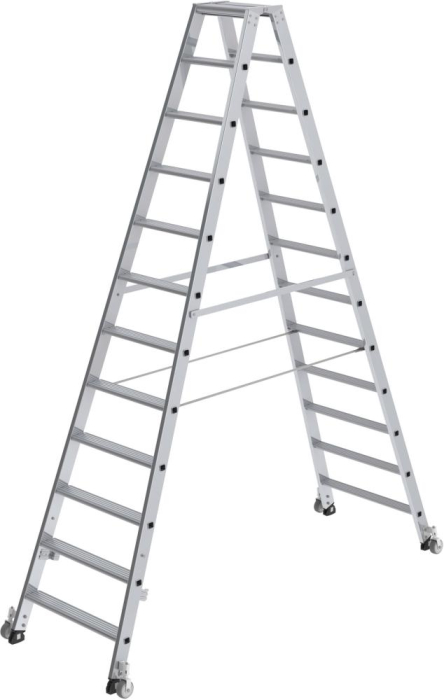 Alu-Stehleiter
2x12 Stufen, rollbar
Gesamthöhe 2,79 m - Detail 1