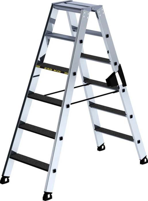 Alu-Stehleiter 250 kg
2x6 Stufen clip-step R13
Gesamthöhe 1,38 m - Detail 1