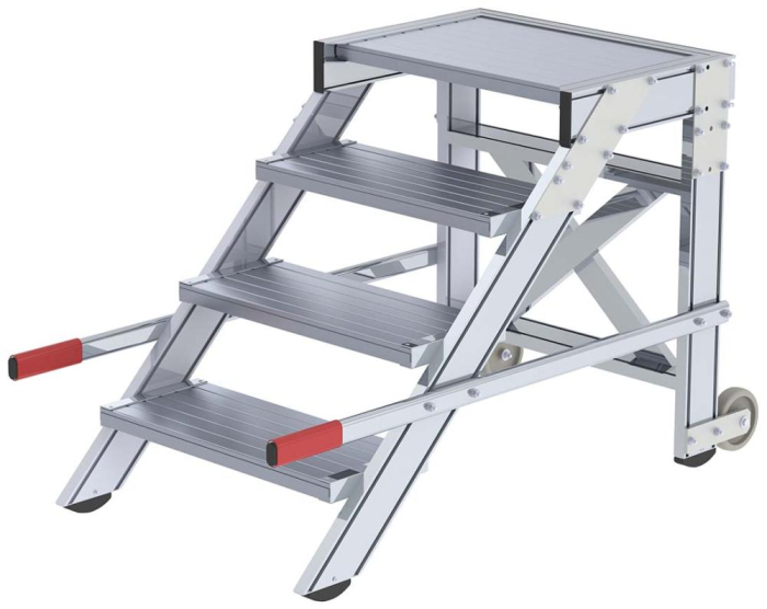 Alu-Arbeitspodest fahrbar
4 Alu-Stufen B 600 mm
Podesthöhe 0,79 m - Detail 1