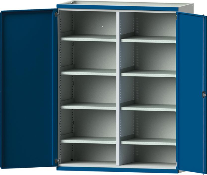 Schwerlastschrank
B1485xT630xH1950mm
RAL7035/5010 m.Mittelwand - Detail 1