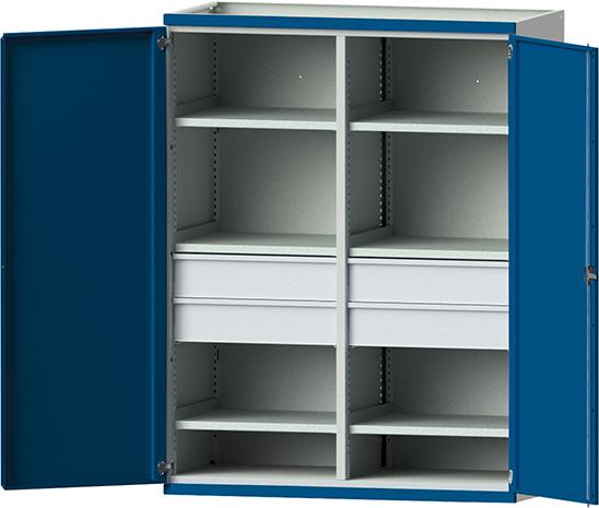 Schwerlastschrank
B1485xT690xH1950mm
RAL7035/5010 m.Mittelwand - Detail 1