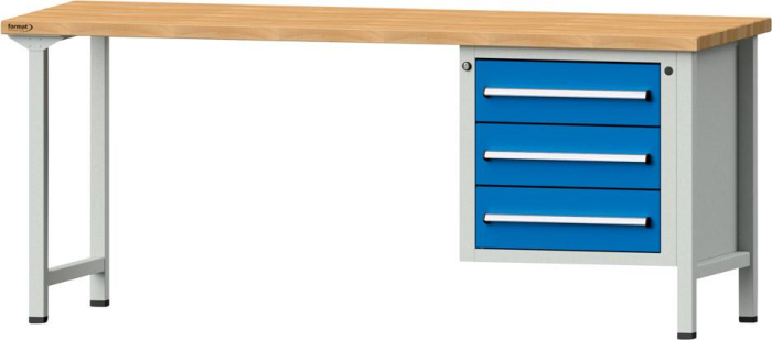 Format Kombi-Werkbank
B2000xT700xH840mm
RAL 7035/5012 BMP: 40 mm - Detail 1