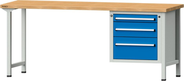 Format Kombi-Werkbank
B2000xT700xH840mm
RAL 7035/5012 BMP: 40 mm - Detail 1