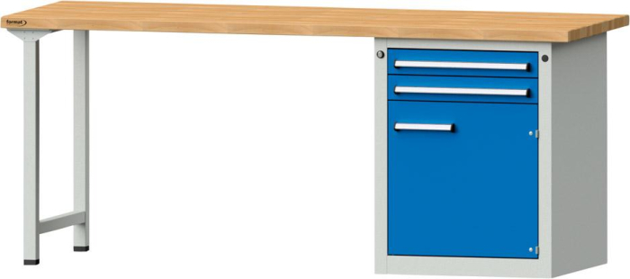 Format Kombi-Werkbank
B2000xT700xH840mm
RAL 7035/5012 BMP: 40 mm - Detail 1