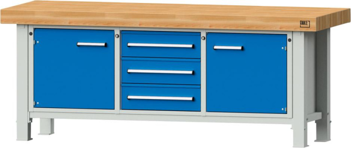 Anke Schwerlastwerkbank
B2250xT800xH900mm
RAL7035/5012 BMP: 100 mm - Detail 1