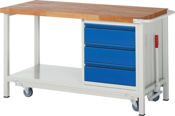 Werkbank fahrbar
B1500xT700xH880mm
RAL 7035/5010 BMP: 40mm - Detail 1