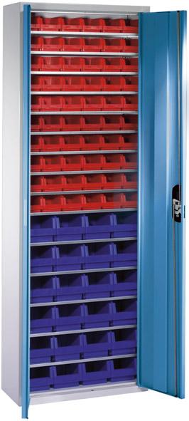 Lager-Regalschrank
B700xT300xH1980 mm
RAL 7035/5012 mit Türen - Detail 1