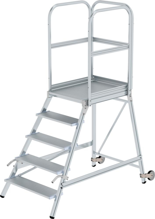 Alu-Podestleiter
5 Alu-Stufen mit Rollen
Podesthöhe 1,20 m - Detail 1
