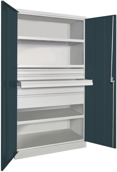 Schwerlastschrank m.Türen
B1040xT630xH1950 mm
3 FB,SL 3x75,1x125,175mm - Detail 1