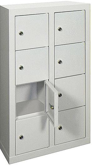 Kleinfach-Wandschrank
H815xB460xT200 mm
2x4 Fächer RAL7035 - Detail 1