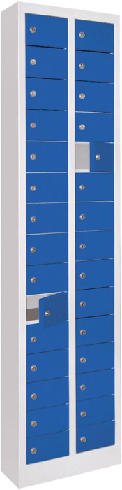 Kleinfachschrank m.Sockel
H1950xB460xT200 mm
2x15 Fächer RAL7035/5010 - Detail 1