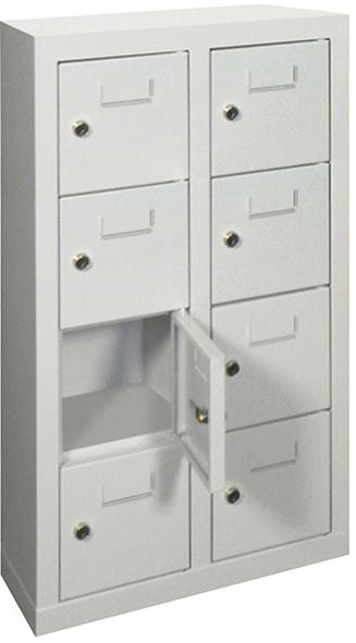 Kleinfach-Wandschrank
H815xB460xT200 mm
2x4 Fächer RAL7035 - Detail 1
