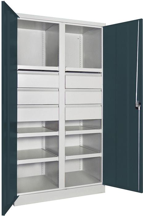 Schwerlastschrank m.Türen
B1040xT630xH1950 mm
6 FB, SL 6 x FH 175 mm - Detail 1