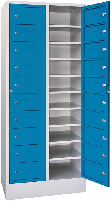 Schließfachschrank
H1850xB770xT500 mm
2x10 Fächer, Sockel - Detail 1