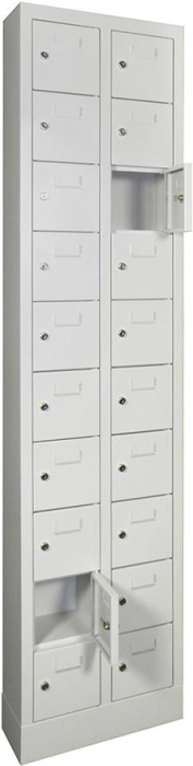 Kleinfachschrank m.Sockel
H1950xB460xT200 mm
2x10 Fächer RAL7035 - Detail 1