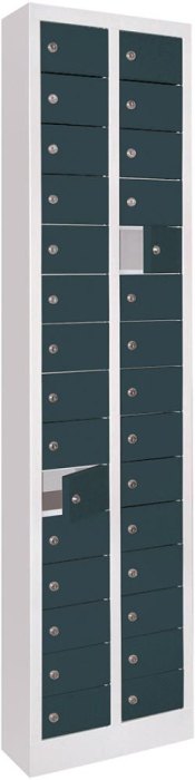 Kleinfachschrank m.Sockel
H1950xB460xT200 mm
2x15 Fächer RAL7035/7016 - Detail 1