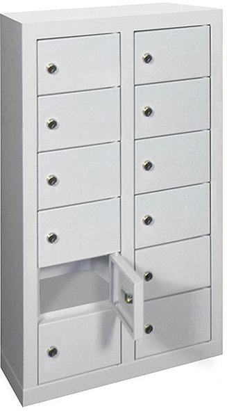 Kleinfach-Wandschrank
H815xB460xT200 mm
2x6 Fächer RAL7035 - Detail 1