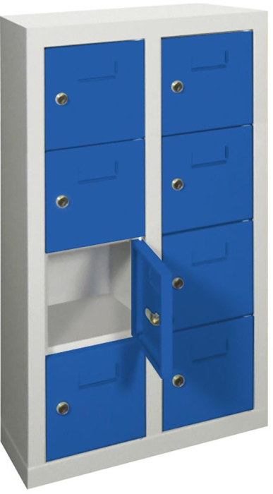 Kleinfach-Wandschrank
H815xB460xT200 mm
2x4 Fächer RAL7035/5010 - Detail 1