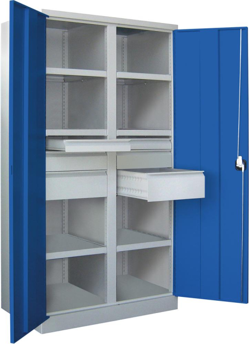 Schwerlastschrank m.Türen
H1950xB1040xT630 mm
6 FB,SL je 2x75,125,175mm - Detail 1