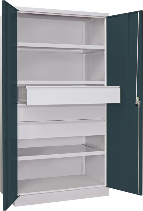 Schwerlastschrank m.Türen
H1950xB1040xT630 mm
3 FB, SL 3 x FH 175 mm - Detail 1
