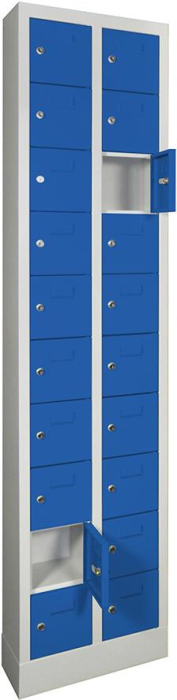 Kleinfachschrank m.Sockel
H1950xB460xT200 mm
2x10 Fächer RAL7035/5010 - Detail 1