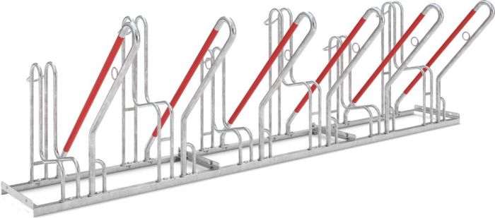 Fahrrad-Anlehnparker
einseitig, verzinkt
L 3000 mm, 6 Plätze - Detail 1