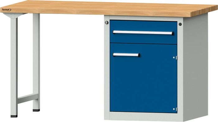 Format Kombi-Werkbank
B1500xT700xH840mm
RAL 7035/5010 BMP: 40 mm - Detail 1